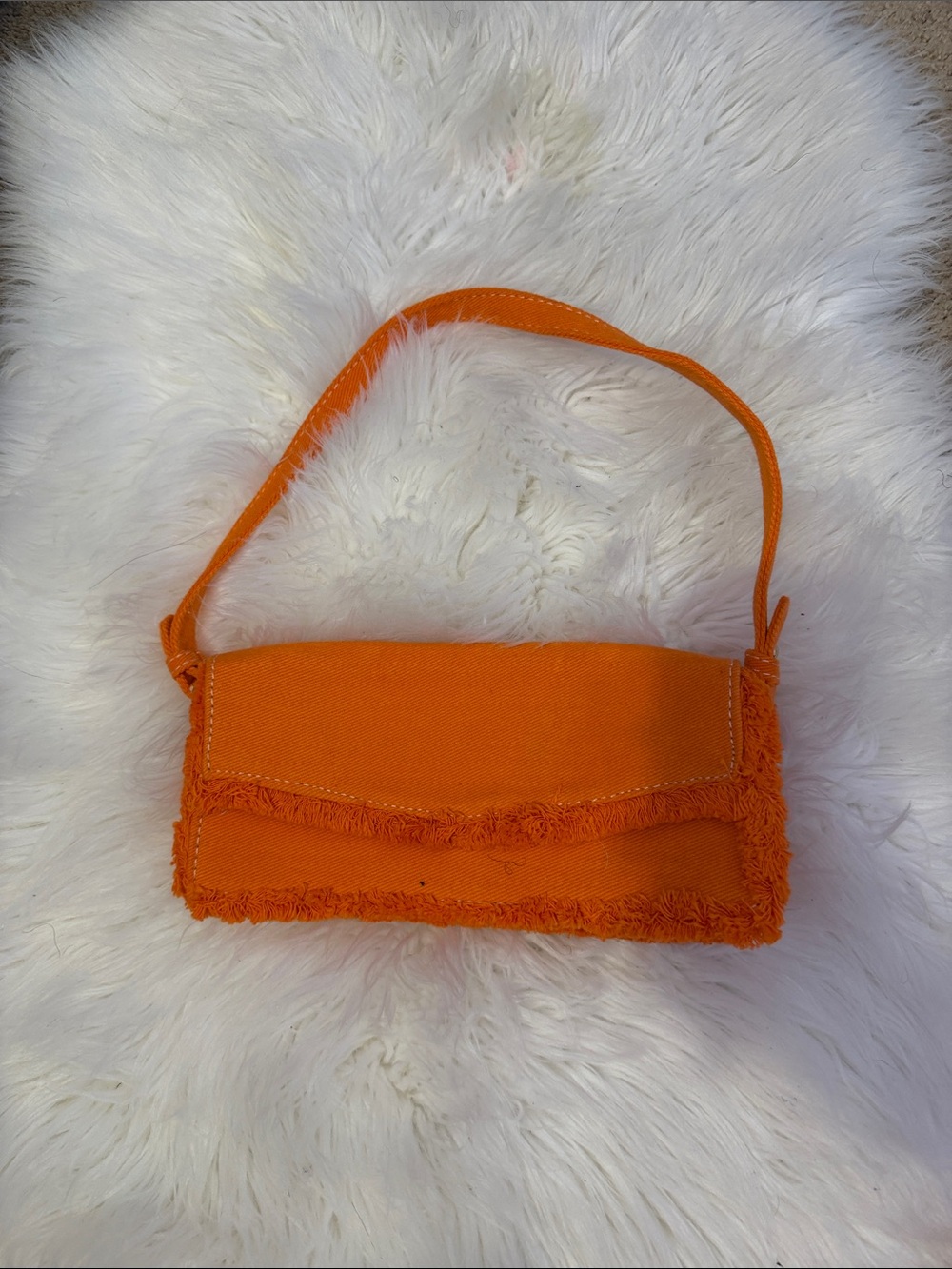Fashion Nova Orange Fringe Shoulder Bag